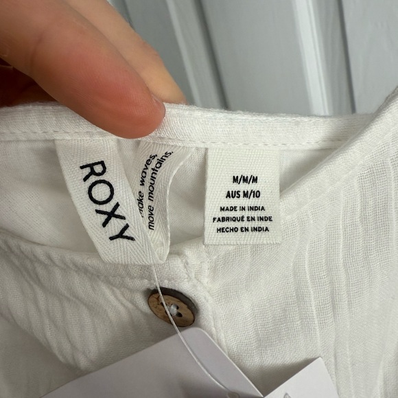 Roxy Womens Medium M Think Again Cotton Mini Dress Snow White - Picture 3 of 10